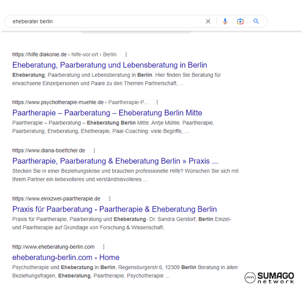 SEO für Eheberater | SUMAGO network
