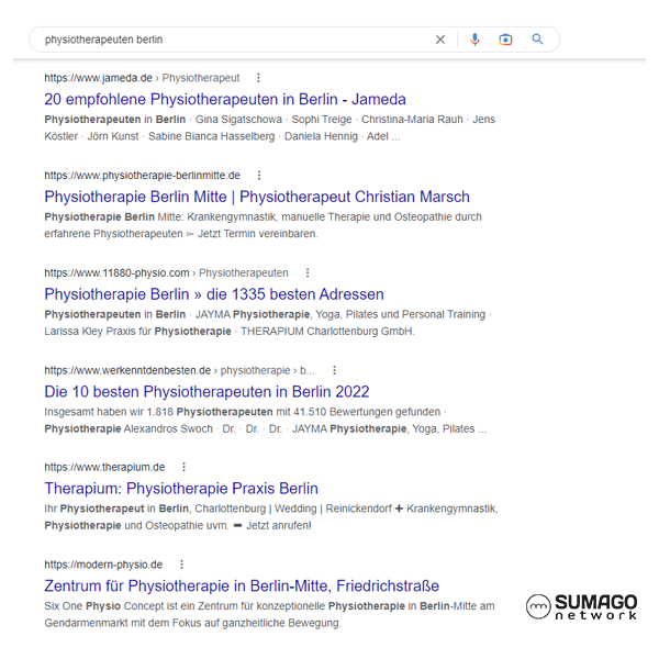 SEO für Physiotherapeuten | SUMAGO network