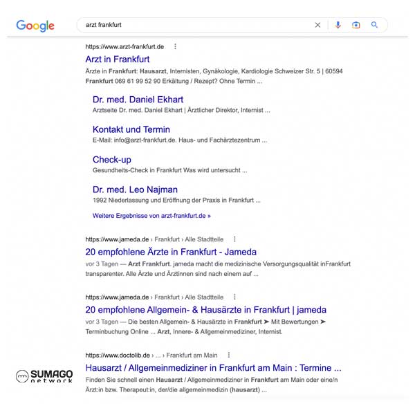 SEO für Ärzte und Arztpraxen | SUMAGO network