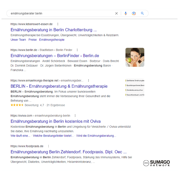 SEO für Ernährungsberater | SUMAGO network