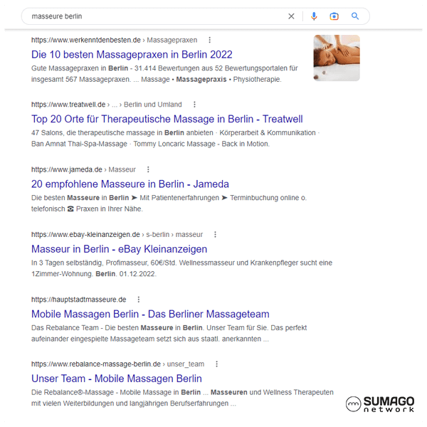 SEO für Masseure/in | SUMAGO network