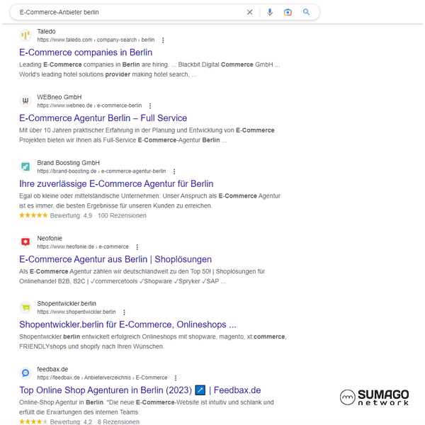 SEO für E-Commerce-Anbieter | SUMAGO network