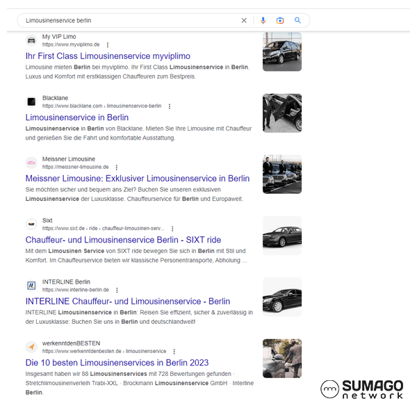 SEO für Limousinenservice | SUMAGO network