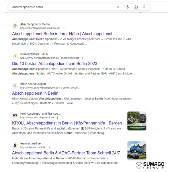 SEO für Abschleppdienste | SUMAGO network