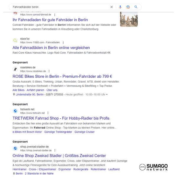 SEO für Fahrradhändler | SUMAGO network
