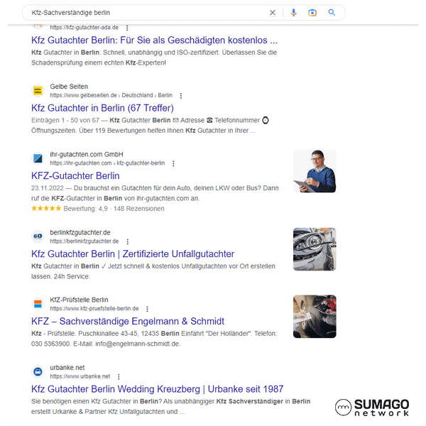 SEO für Kfz-Sachverständige | SUMAGO network