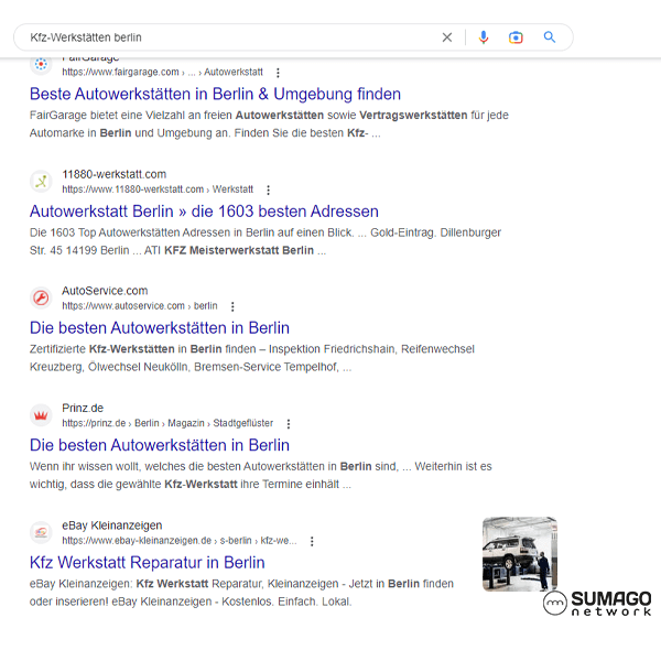 SEO für Kfz-Werkstätten | SUMAGO network