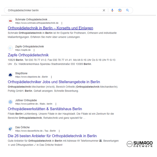 SEO für Orthopädietechniker | SUMAGO network