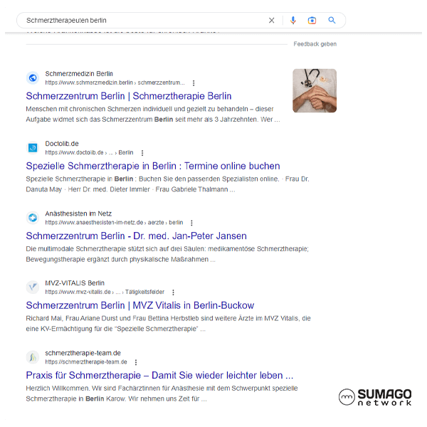 SEO für Schmerztherapeuten | SUMAGO network
