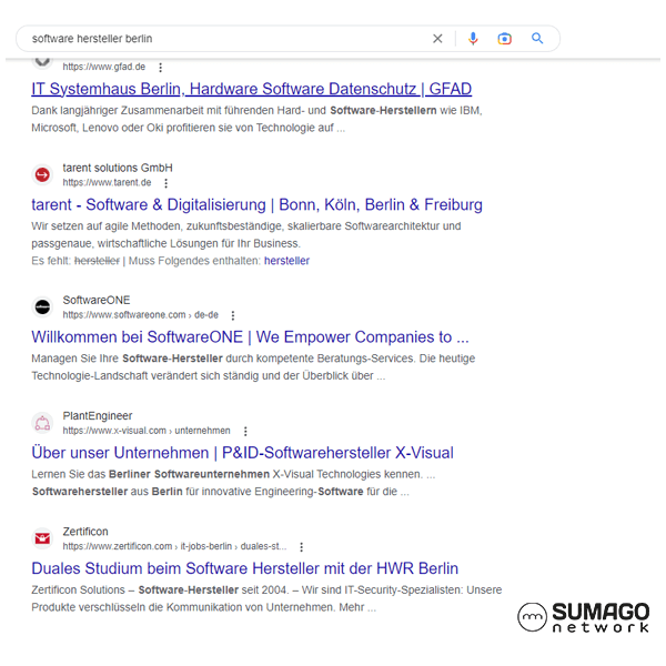 SEO für Software-Hersteller | SUMAGO network