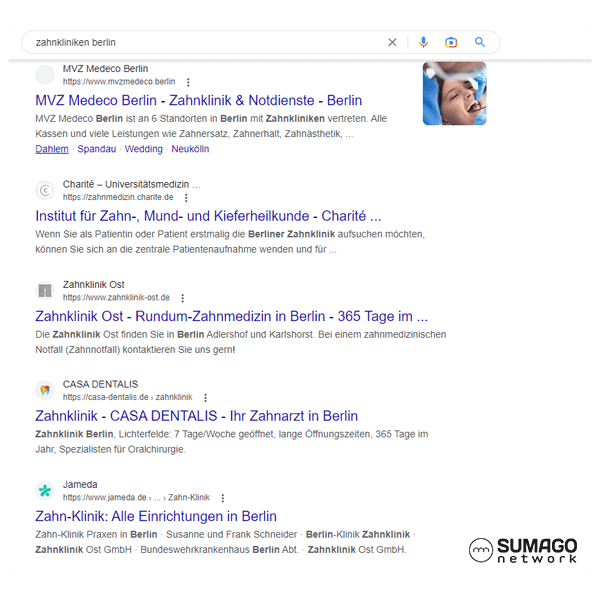 SEO für Zahnkliniken | SUMAGO network