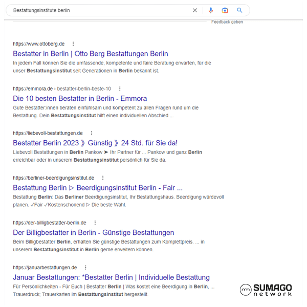SEO für Bestattungsinstitute | SUMAGO network