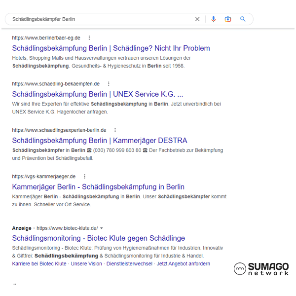 SEO für Schädlingsbekämpfer | SUMAGO network