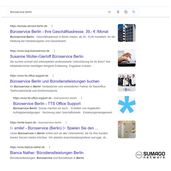SEO für Büroservice | SUMAGO network