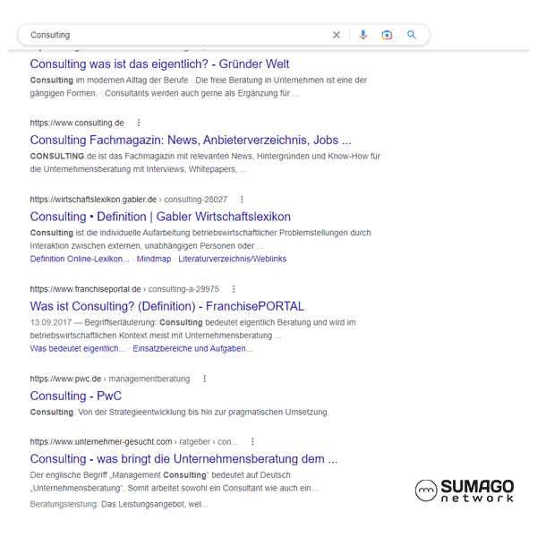 SEO für Consulting-Anbieter | SUMAGO network