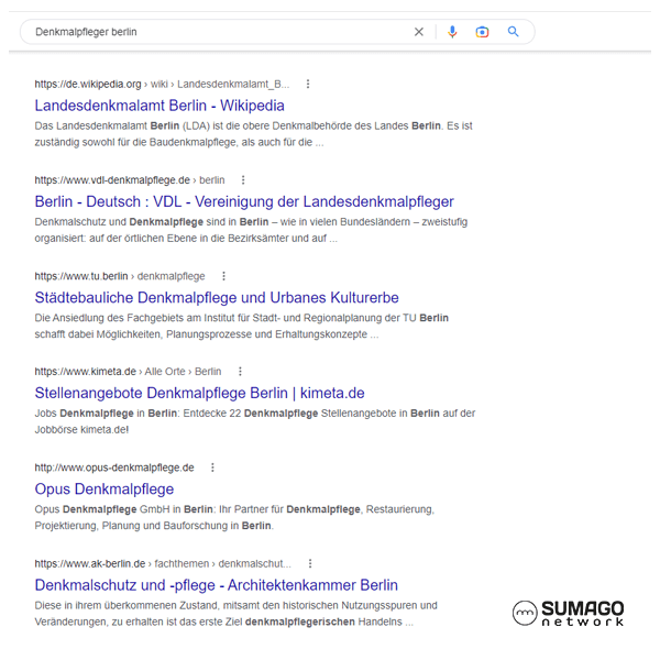 SEO für Denkmalpfleger | SUMAGO network