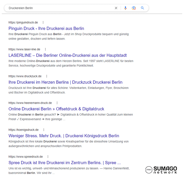 SEO für Druckereien | SUMAGO network