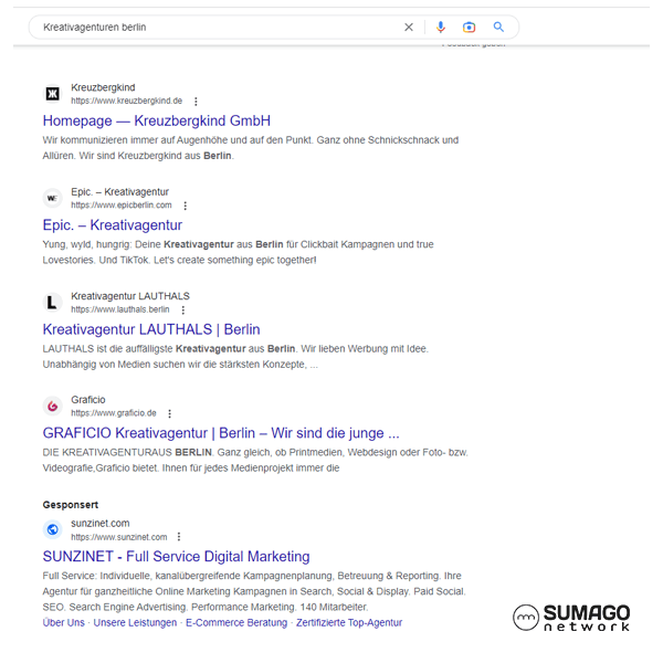 SEO für Kreativagenturen | SUMAGO network
