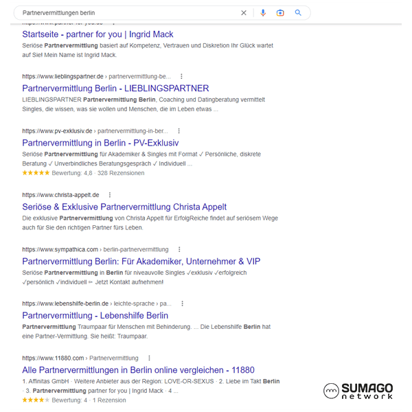 SEO für Partnervermittlungen | SUMAGO network