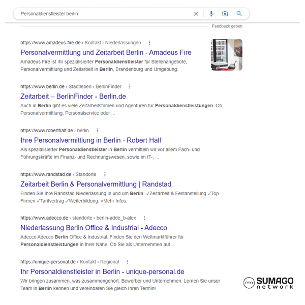 SEO für Personaldienstleister | SUMAGO network