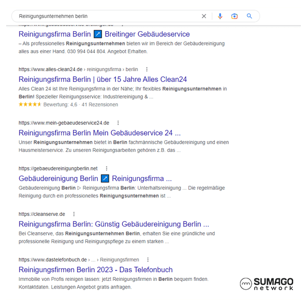 SEO für Reinigungsunternehmen | SUMAGO network