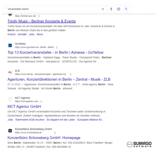 SEO für Veranstalter | SUMAGO network