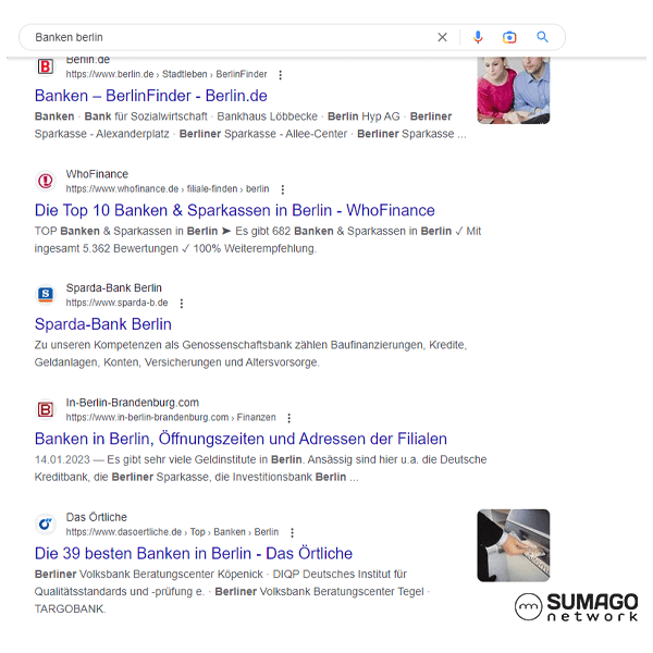 SEO für Banken | SUMAGO network