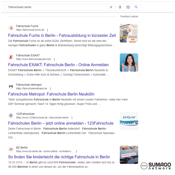SEO für Fahrschulen | SUMAGO network