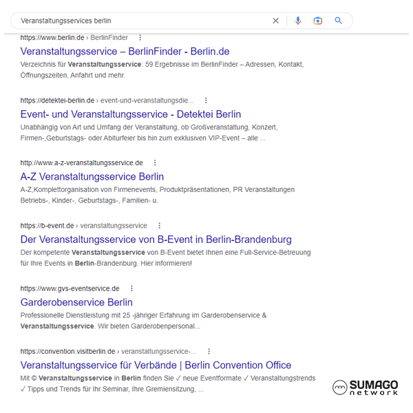 SEO für Veranstaltungsservices | SUMAGO network