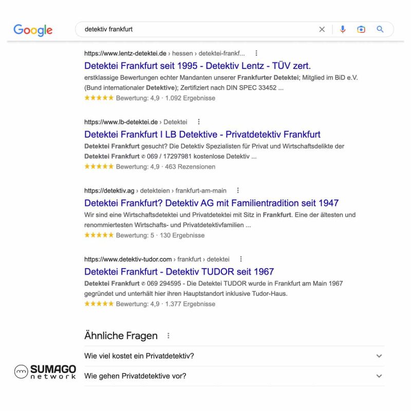 Aufträge und Leads für Detektive und Detekteien | SEO | SUMAGO network